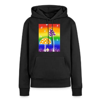 Mushrooms in the rain - Women’s Premium Organic Hoodie - black - Front - Julia (174cm)