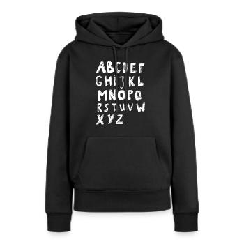 Alphabet Druckbuchstaben - Frauen Premium Bio Hoodie - Schwarz - Vorne - Julia (174cm)