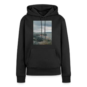 océan - Sweat à capuche Premium bio Femme - noir - Devant - Julia (174cm)