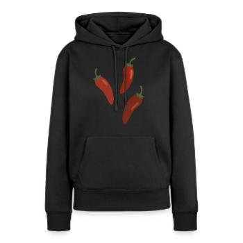 Chilischoten - Frauen Premium Bio Hoodie - Schwarz - Vorne - Julia (174cm)