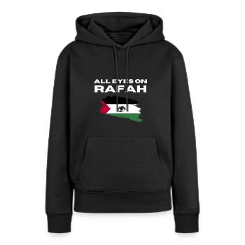 Tous les yeux sont rivés sur Rafah : la colombe de la paix - Sweat à capuche Premium bio Femme - noir - Devant - Julia (174cm)
