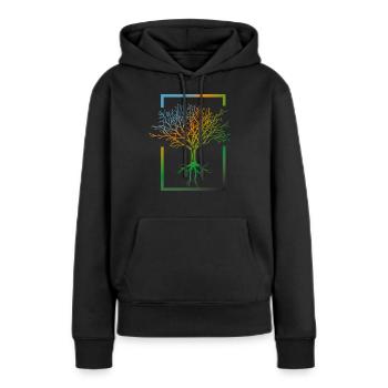 Arbre mère nature racines nature - Sweat à capuche Premium bio Femme - noir - Devant - Julia (174cm)