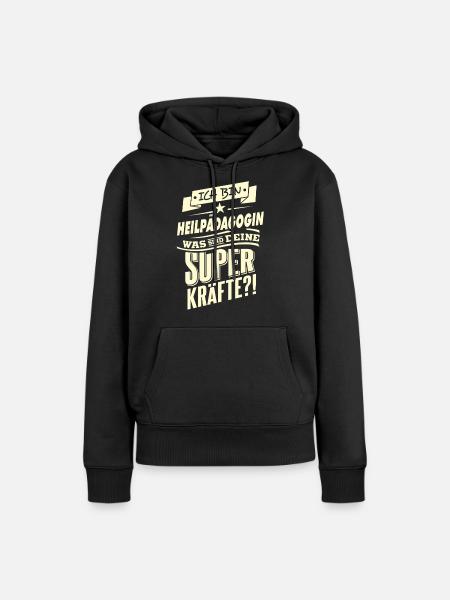 Superkräfte Heilpädagogin RAHMENLOS Geschenk - Frauen Premium Bio Hoodie - Schwarz