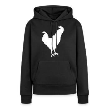Le coq - Sweat à capuche Premium bio Femme - noir - Devant - Julia (174cm)