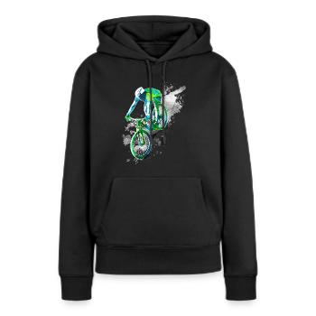 Downhill action - Sweat à capuche Premium bio Femme - noir - Devant - Julia (174cm)
