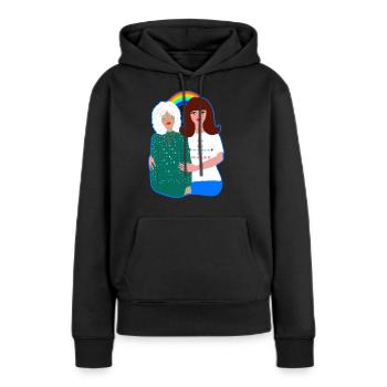 AUXILIAIRE DE VIE DESIGN JE SUIS UN ANGE - Sweat à capuche Premium bio Femme - noir - Devant - Julia (174cm)