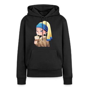 Bubble Tea and Perlen Ohrring - Frauen Premium Bio Hoodie - Schwarz - Vorne - Julia (174cm)
