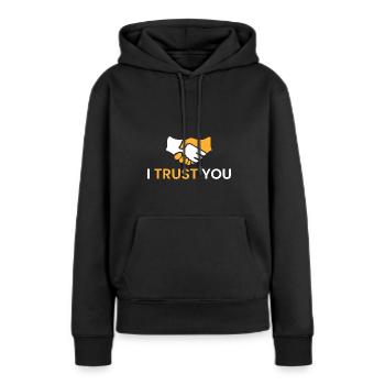 Je vous fais confiance - Sweat à capuche Premium bio Femme - noir - Devant - Julia (174cm)