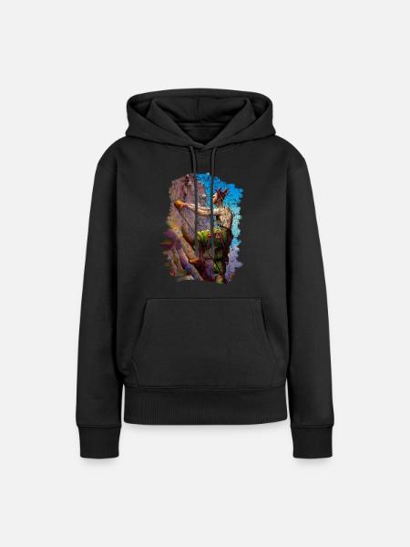 Climbing nature - im Einklang - Frauen Premium Bio Hoodie - Schwarz