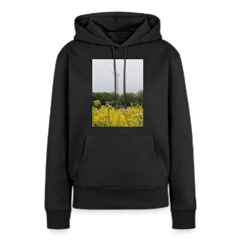 Eolienne dans champ de colza - Sweat à capuche Premium bio Femme - noir - Devant - Julia (174cm)