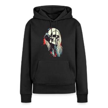Colorful hairy retro czacha with popfan earphone - Women’s Premium Organic Hoodie - black - Front - Julia (174cm)
