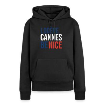 Lodève T-Shirt Souvenir Lodève - Women’s Premium Organic Hoodie - black - Front - Julia (174cm)