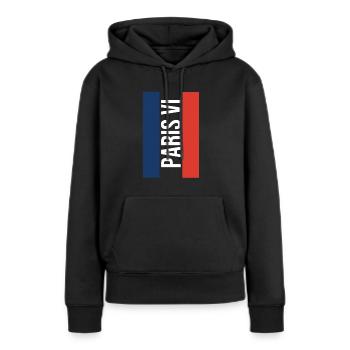 Paris VI Arrondissement du Luxembourg - Sweat à capuche Premium bio Femme - noir - Devant - Julia (174cm)