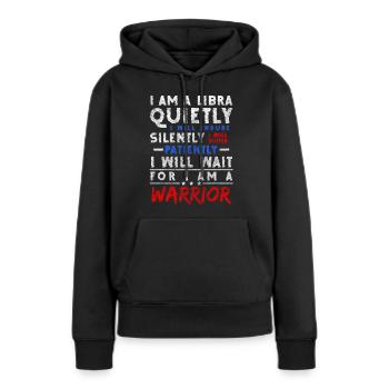 Superstitions de naissance de la Balance - Sweat à capuche Premium bio Femme - noir - Devant - Julia (174cm)