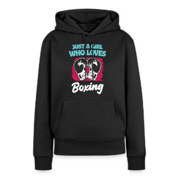 Just a Girl Who Loves Boxing - Frauen Premium Bio Hoodie - Schwarz - Vorne - Julia (174cm)