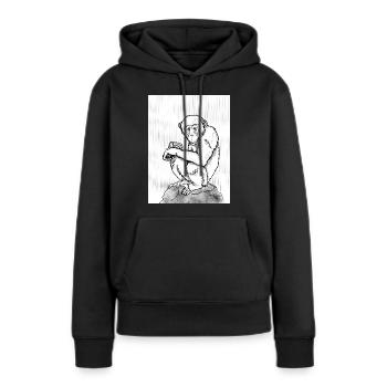 Nachdenklicher Schimpanse - Frauen Premium Bio Hoodie - Schwarz - Vorne - Julia (174cm)