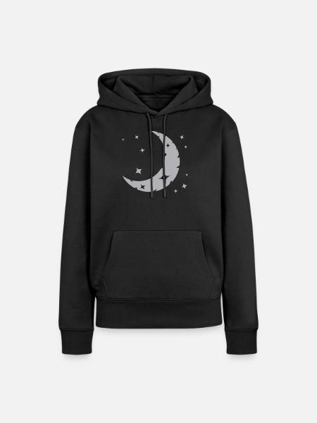 Mond und Sterne - Frauen Premium Bio Hoodie - Schwarz