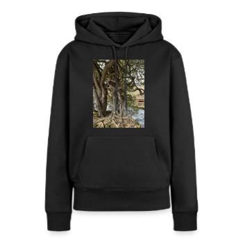 Baum, Kraft der Natur - Frauen Premium Bio Hoodie - Schwarz - Vorne - Julia (174cm)