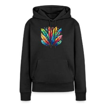Plume plume stylo stylos - Sweat à capuche Premium bio Femme - noir - Devant - Julia (174cm)