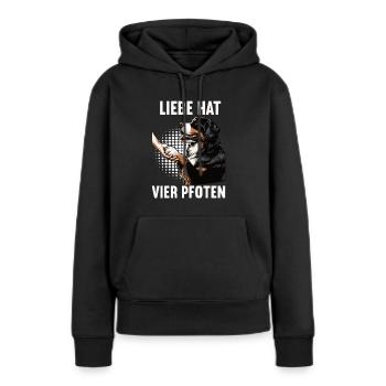 Liebe hat Vier Pfoten Berner Sennenhund Sennen - Frauen Premium Bio Hoodie - Schwarz - Vorne - Julia (174cm)