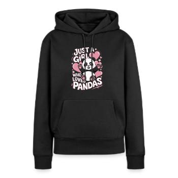 Panda Spruch Mädchen - Frauen Premium Bio Hoodie - Schwarz - Vorne - Julia (174cm)