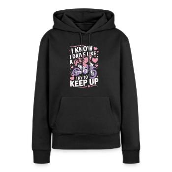motocross femme motocross pilote femmes fille dire - Sweat à capuche Premium bio Femme - noir - Devant - Julia (174cm)