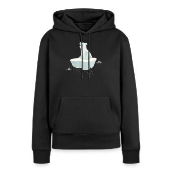Ours polaire rêveur sur une banquise - Sweat à capuche Premium bio Femme - noir - Devant - Julia (174cm)