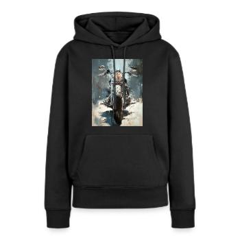 Motorrad Gemälde Leinwand Ölgemälde - Frauen Premium Bio Hoodie - Schwarz - Vorne - Julia (174cm)