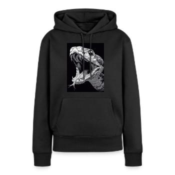 Fanged – Black & White Rattlesnake Artwork - Women’s Premium Organic Hoodie - black - Front - Julia (174cm)