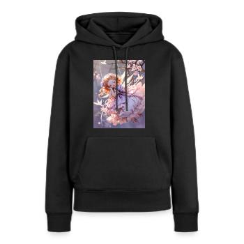 Le chérubin endormi - Sweat à capuche Premium bio Femme - noir - Devant - Julia (174cm)
