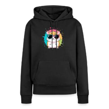 Hamster Soleil Coloré En Lunettes Flashy - Sweat à capuche Premium bio Femme - noir - Devant - Julia (174cm)