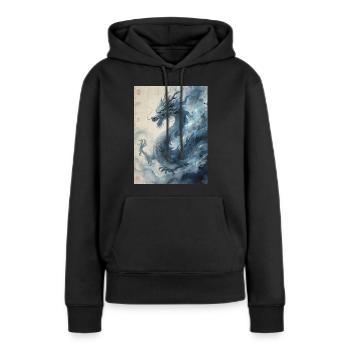 Die Sternennacht: Blauer Drache – Aether - Frauen Premium Bio Hoodie - Schwarz - Vorne - Julia (174cm)
