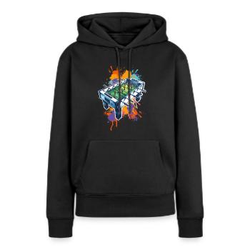 Baby-foot de table - Sweat à capuche Premium bio Femme - noir - Devant - Julia (174cm)