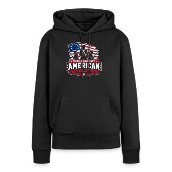 Fier descendant de la Révolution américaine - Sweat à capuche Premium bio Femme - noir - Devant - Julia (174cm)