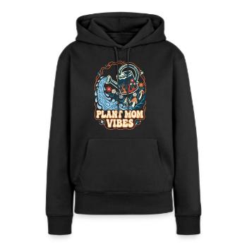 Plant Mom Vibes Retro Garden Motif - Women’s Premium Organic Hoodie - black - Front - Julia (174cm)