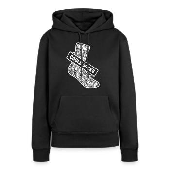 Coole Socke Banner - Frauen Premium Bio Hoodie - Schwarz - Vorne - Julia (174cm)