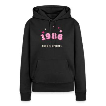 1986 Born to Sparkle Jahrgang 40. Geburtstag - Frauen Premium Bio Hoodie - Schwarz - Vorne - Julia (174cm)