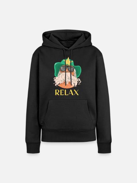 BEARDED RELAX WESTERN STAR - Frauen Premium Bio Hoodie - Schwarz