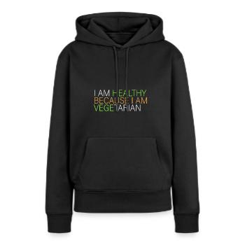 Ich bin gesund - vegetarisch - Frauen Premium Bio Hoodie - Schwarz - Vorne - Julia (174cm)