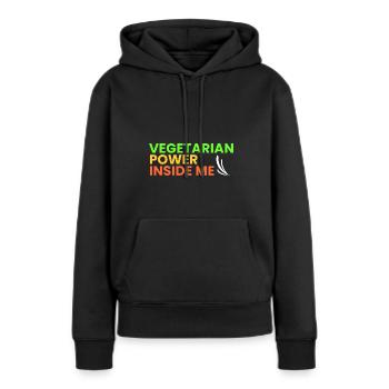 vegetarische Kraft in mir - Frauen Premium Bio Hoodie - Schwarz - Vorne - Julia (174cm)