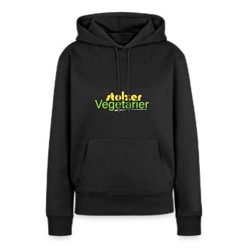 stolzer Vegetarier - Frauen Premium Bio Hoodie - Schwarz - Vorne - Julia (174cm)