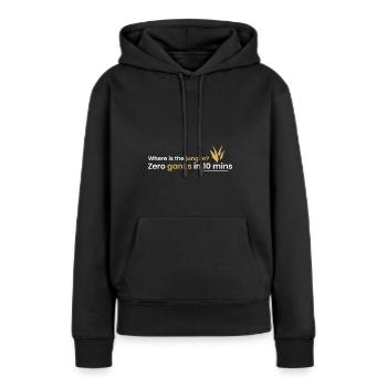 Wo ist mein Jungler? - Frauen Premium Bio Hoodie - Schwarz - Vorne - Julia (174cm)