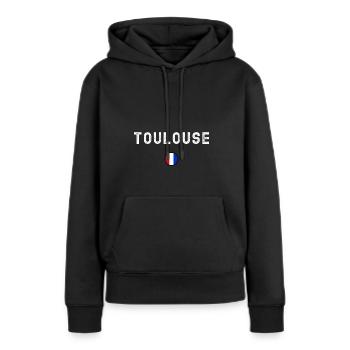 Toulouse - Frauen Premium Bio Hoodie - Schwarz - Vorne - Julia (174cm)