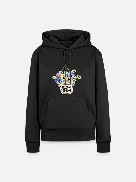 Welcome Spring - Frauen Premium Bio Hoodie - Schwarz