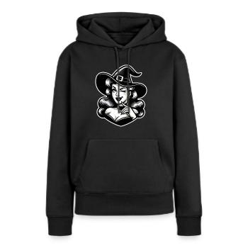 Maglore lanceur de sorts enchanté - Pin-up Sorcière - Sweat à capuche Premium bio Femme - noir - Devant - Julia (174cm)