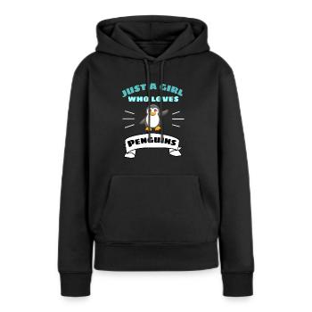 Zoo Oiseau Antarctique Animal Girl Cadeau Pingouin - Sweat à capuche Premium bio Femme - noir - Devant - Julia (174cm)