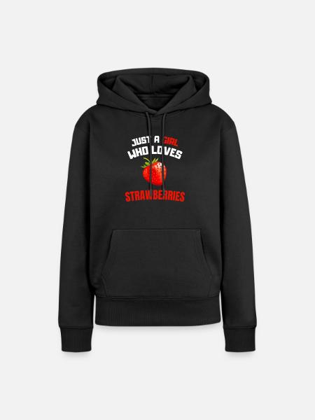 Erdbeer Liebhaber Mädchen Geschenk Erdbeere - Frauen Premium Bio Hoodie - Schwarz