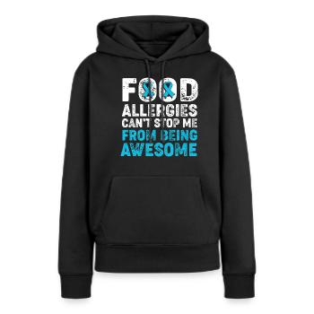 Allergies alimentaires - Sweat à capuche Premium bio Femme - noir - Devant - Julia (174cm)