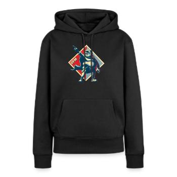 Motif de diarrhée "grande entreprise" - Sweat à capuche Premium bio Femme - noir - Devant - Julia (174cm)