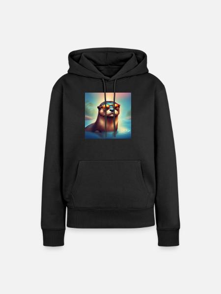 Sunny Otter - Frauen Premium Bio Hoodie - Schwarz